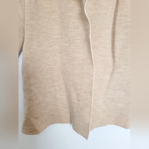 $189 Talbots Women's Pure Merino Wool Open Front Cardigan Tan/Cream XS - Picture 12 of 14